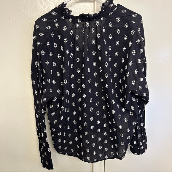 Pilcro Anthropologie Tavi Embroidered Button Down Blouse Black Size Small - Picture 10 of 10